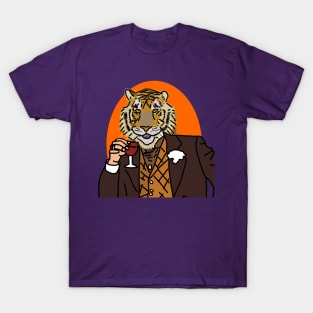 Animals Portrait Tiger In Suit Drinking Wine T-Shirt